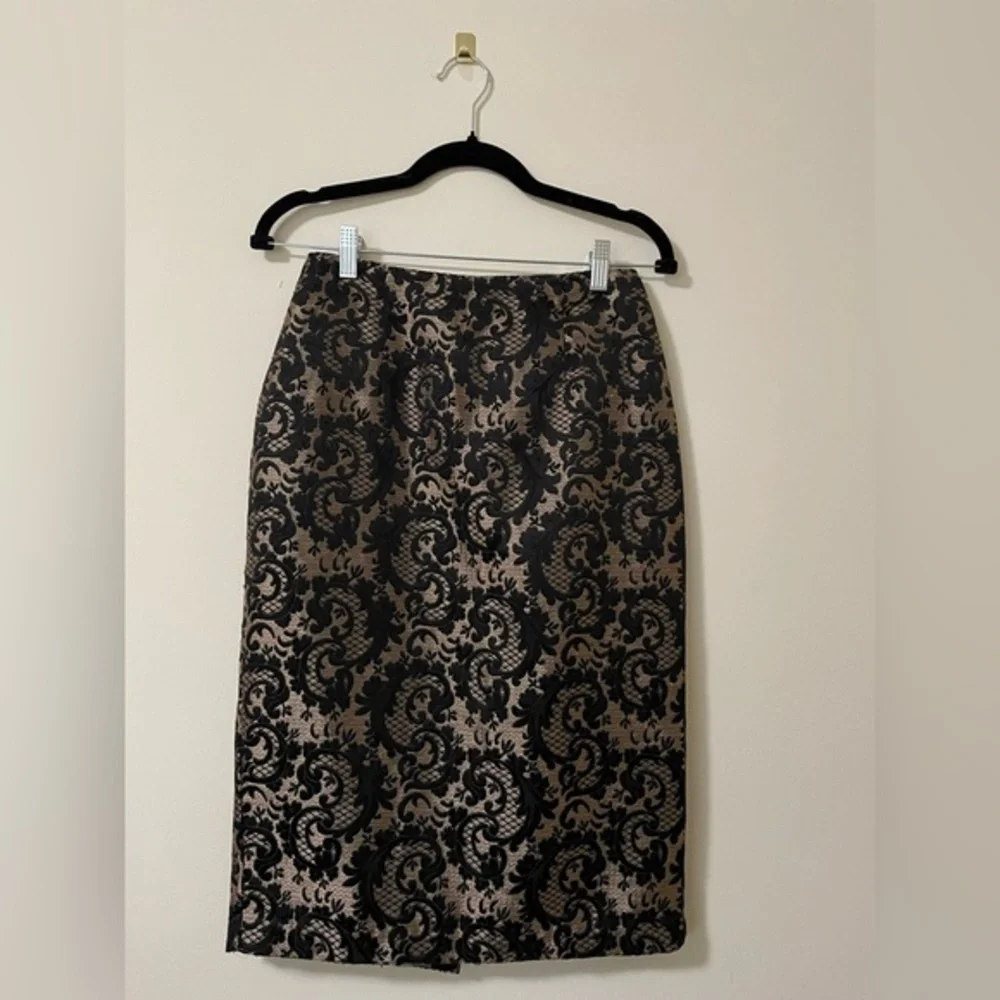 Worthington Gold and Black Woven Thread Lace Damask‎ Skirt - 4